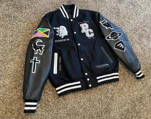 Veste universitaire de l'équipe américaine à la mode pour hommes OEM respirant chenille broderie contraste manches en cuir hiver lettre de la rue haute - Product Image 5