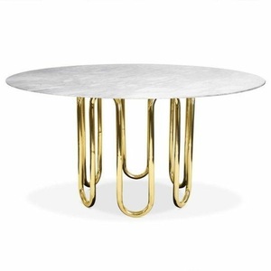 Meuble de salon rond en marbre blanc, Table basse moderne de luxe pour la décoration du salon - Product Image 4