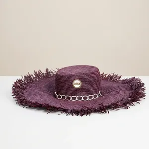 Chapeau de soleil en paille pour femme, à large bord et franges, réglable, idéal pour l'été, la plage, les voyages et les activités de plein air - Product Image 5