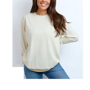 Camisa básica de Otoño de alta calidad Camiseta básica elástica de manga larga con cuello redondo Proveedor de ropa de mujer del proveedor BD - Product Image 1