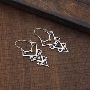 Exclusif Triangle 925 Boucles d'oreilles en argent sterling Femmes Mode Boucles d'oreilles fines Bijoux - Product Image 5