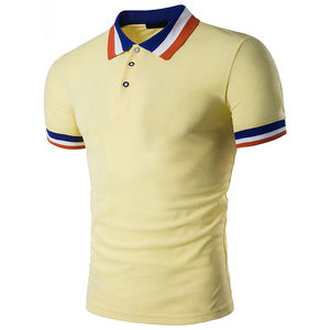 T-shirt à col polo en coton de couleur unie pour hommes, t-shirts à col classique pour vêtements de golf de taille personnalisée - Product Image 1