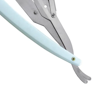 Mango de plástico rojo Cuchilla desechable afilada de acero inoxidable Maquinillas de afeitar para barba con mango de madera - Product Image 3