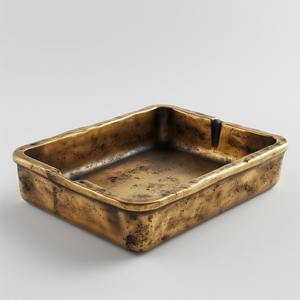 Handcrafted Round Brass Cigar Ashtray Polished Surface Artistic Pattern for Premium Tabletop Office Display Cigar Tube Storage - Product Image 1