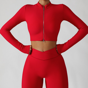 2025 personnalisé côtelé veste Sport soutien-gorge et croisé taille v coupe Leggings ensemble femmes Yoga Gym Fitness ensembles - Product Image 5