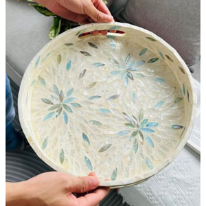 Plateau de service en bois de haute qualité forme ronde attrayante avec plateau de serveur de dattes de chocolat pour la décoration intérieure fournitures de Ramadan - Product Image 3