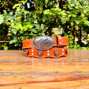 Ceinture en cuir de buffle véritable pour femmes, décontractée, avec broderie florale de designer, boucle en laiton massif, longueur personnalisable, 30 mm - Product Image 1