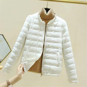 Fermeture éclair couleur unie en peau de mouton coton doublure matériel Nylon femmes à manches longues hiver chaud Parka mi-long sweat à capuche mince - Product Image 3