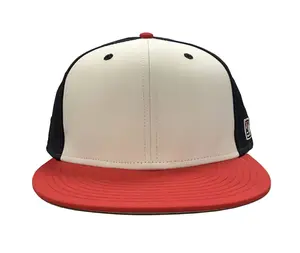 6-Panel Flat Brim High Quality White/Red/Black Color Medium Profile Polyester Fabric Snapback Cap for Men from Vietnam Supplier