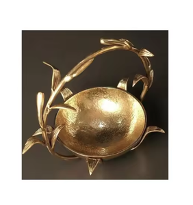 Metal Gold Brass Leaf Serving Bowl Metal Decorative Designer Modern Tableware <b>Dinnerware</b> Bowls Contemporary Handicrafts - Product Image 6