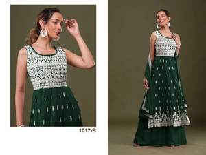 Soporte/adulto buen precio Eid especial pesado Faux Georgette Salwar Kameez con trabajo de bordado de secuencia proveedor mundial - Product Image 3