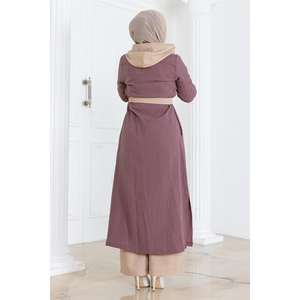 Traje de Lino con Capucha y Botones Rosa Rosado MSW19238-1, Conjunto Casual-Formal de 2 Piezas con Blazer Largo y Pantalones Cortos Midi Holgados, Talla XL - Product Image 4