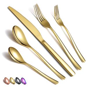 Stainless Steel Flatware Titanium Plated <b>Gold</b> <b>Utensils</b>, Elegant Cutlery for Home Wedding Dinner Party - Product Image 5