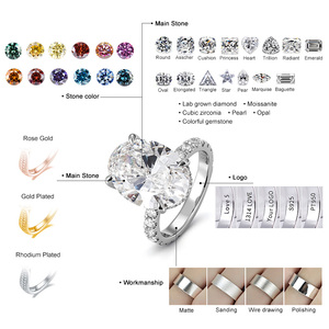 Custom Trendy Engagement Wedding Ring 6CT Oval Cut <b>Lab</b> Grown Diamond 18k White Gold D Color IGI Certified Gold Plated Women - Product Image 6
