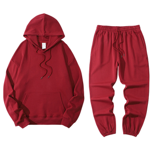 Survêtement confortable en coton pour l'hiver Sweat-shirt/costume à capuche grande taille avec logo personnalisé 2 pièces en polaire technique - Product Image 6