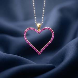 Élégant pendentif cœur ouvert en argent sterling plaqué or 18 carats avec pierres de moissanite rose taille brillant serties à griffes, bijou fantaisie, cadeau - Product Image 4