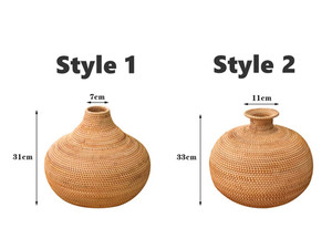 Jarrón de flores de ratán, cesta de flores tejidas naturales de ratán, regalos de inauguración de la casa, decoración de habitación hecha a mano de Vietnam - Product Image 6