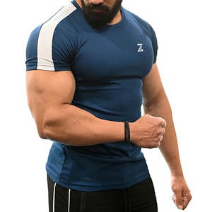 Les meilleurs t-shirts de gymnastique pour hommes confortables de couleur unie fabriqués au Pakistan en tissu tricoté en polyester/coton - Product Image 4
