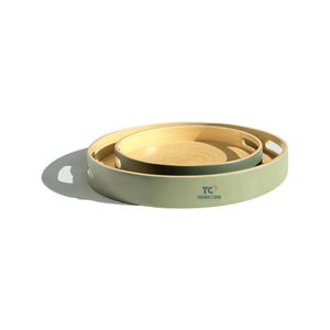 Bandejas para servir de bambú hilado Bandeja de bambú de forma redonda Plato para servir de cocina Bandeja redonda de Bambú - Product Image 2