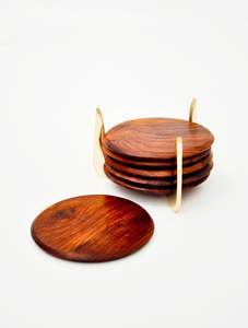 Ensemble de dessous-de-verre en bois avec finition rustique naturelle pour la décoration de la maison de style campagnard et l'accent de table organique - Product Image 5