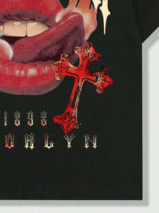 เสื้อยืดพิมพ์ DTF สำหรับผู้ชายสีทึบทรงหลวมผ้าคอตตอน100% 180กรัมสไตล์ลำลองน้ำหนักตามสั่ง - Product Image 4