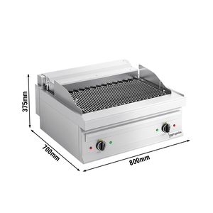 Grill à eau électrique commercial - 8,75 kW - Sur comptoir - 700 mm de profondeur - 2 brûleurs - Grille inclinable - Product Image 2