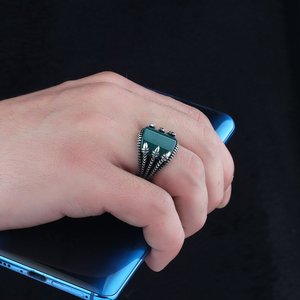 Wholesale Fine Jewelry 925 Sterling <b>Silver</b> <b>Men's</b> Classic Wedding <b>Ring</b> with Onyx Stone Bezel Setting High Quality Party Turkey - Product Image 5