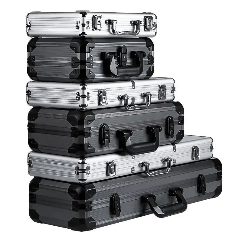 OEM Aluminiumherstellung tragbarer Koffer Aluminium-Werkzeuggehäuse Hülle mit Schlössern tragbares Hartschrank aus Hartholz Aluminium Werkzeug Aufbewahrungsbehälter