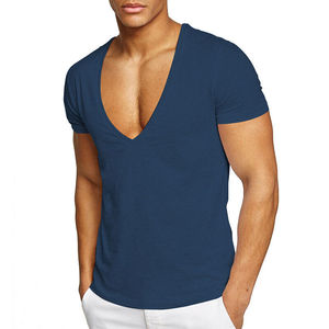 T-shirts col en v personnalisés pour hommes manches courtes logo personnalisé imprimé vente en gros prix en vrac col en v 2023 - Product Image 2