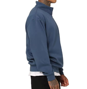 Sudadera de 330g con cremallera de cuarto pesado para hombre, jersey de gran tamaño con estampado Digital y logotipo personalizado, informal, a la moda - Product Image 4