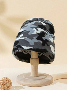 Bonnet d'hiver uni en jacquard à revers pour homme et femme, motif camouflage vert – Nouvelle collection - Product Image 5