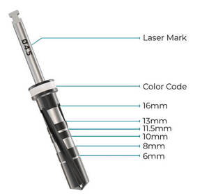 Foret droit DNT 03.2mm externe irrigué, code couleur bleu, fabriqué en Israël, en acier inoxydable - Product Image 4
