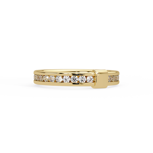 Modernist Lock Buckle Band Channel Set Eternity Wedding Ring 18K <b>Solid</b> Gold Round Cut Lab Grown Diamond Ring Factory Wholesale - Product Image 5