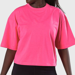 Usine Fabrication Femmes 100% Coton French Terry T-Shirt Nouveau Style Hip Hop Crop Surdimensionné Regular Fit Respirant pour l'été - Product Image 2