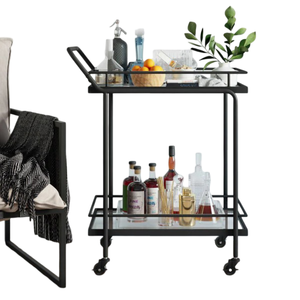 Chariot de service au design avantageux en métal de couleur noire, chariot de service alimentaire pour la cuisine à domicile - Product Image 1