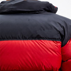 Custom Front Lightweight Puffer Jacket Men Over-Sized Waterproof <b>Canvas</b> Hooded Reversible Breathable Zipper Closure Black-<b>Blue</b> - Product Image 4