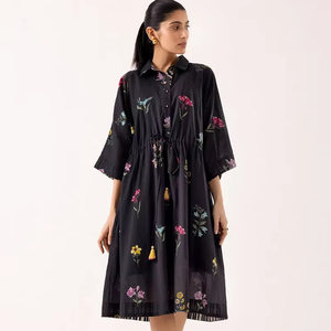 Women's Girls' Printed Maxi Dress Pure Cotton Indian Block Print Casual Summer Evening Party Wholesale Long Midi Bulk Buttons - Product Image 1