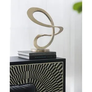 Modern Sculpture Silver-Plated Aluminum Tabletop Decor Irregular Base Antique Art Deco Polished <b>Gold</b> Aluminum Tabletop Decor - Product Image 1