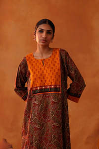 Summer Cotton Printed Red <b>Kaftan</b> Three Quarter Elegant Best Collection for Women Long Kurtis - Product Image 2