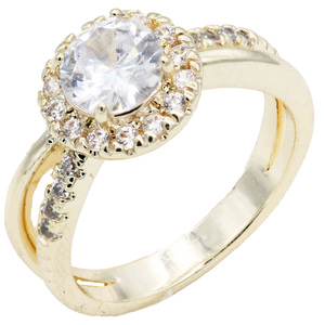 Oro e platino placcato anelli di fidanzamento con chiaro CZ pietre cuscino e taglio ovale taglia 10 - Product Image 2