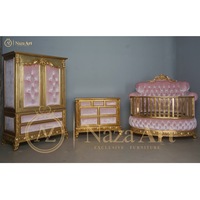 Ensemble de meubles pour bébé en bois européen, lit bébé rose, commode, armoire, sécurité, écologique, durable