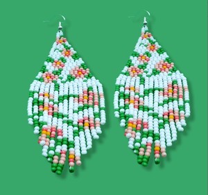 Pendientes de Flores de Calidad Premium, Pendientes con Cuentas, Pendientes Florales con Cuentas, Pendientes con Flecos, Pendientes Largos con Flecos - Product Image 2