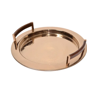 Elegante al por mayor Nueva bandeja de servicio de cobre Bandeja de servicio de cobre Forma redonda Simple Color oro rosa Clásico - Product Image 1