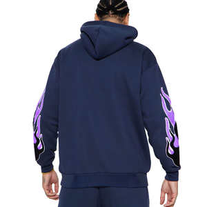 Sweat à capuche surdimensionné brodé d'automne épais et chaud pour hommes pull en molleton de coton lourd imprimé sur mesure en gros - Product Image 4