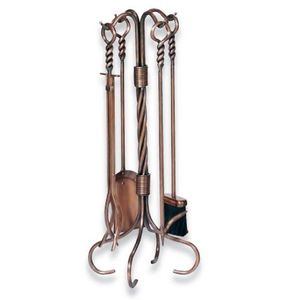 Elegant hearthside iron <b>fire</b> <b>tools</b> set with decorative motifs and traditional style made for upscale homes - Product Image 4