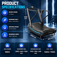 Tapis roulant incurvé manuel certifié CE BN, avec plateau antidérapant à lattes, absorption des chocs, équipement de fitness cardio HIIT, tapis roulant incurvé