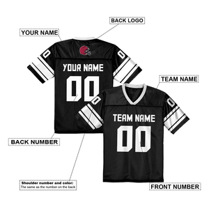 Team American Football Uniform Black All Team Short Sleeve Breathable Game Jersey for Summer Autumn - Product Image 5