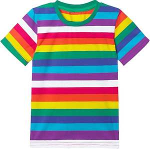 Suministro de fabricante de ropa Ropa para niños Camiseta a rayas de manga corta para niños y niños pequeños Camiseta de cuello redondo de algodón para niños - Product Image 3