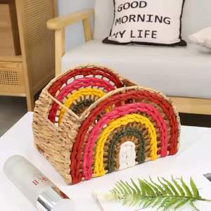 Cesta de jacinto de agua hecha a mano ecológica decorativa estilo rústico organizador de almacenamiento regalo listo Natural duradero - Product Image 6