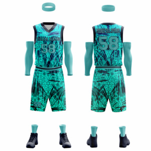 2025 Retro sublimación Reversible baloncesto chaleco Kit BSCI venta al por mayor verde ropa deportiva verano impreso Rhinestone hombres verde - Product Image 4